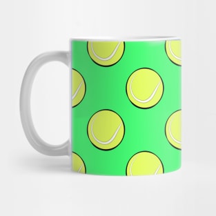 Tennis Balls Seamless Pattern on Green Background Mug